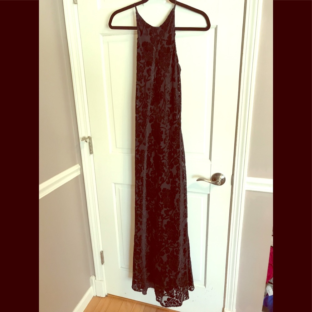 High neck strapless black dress